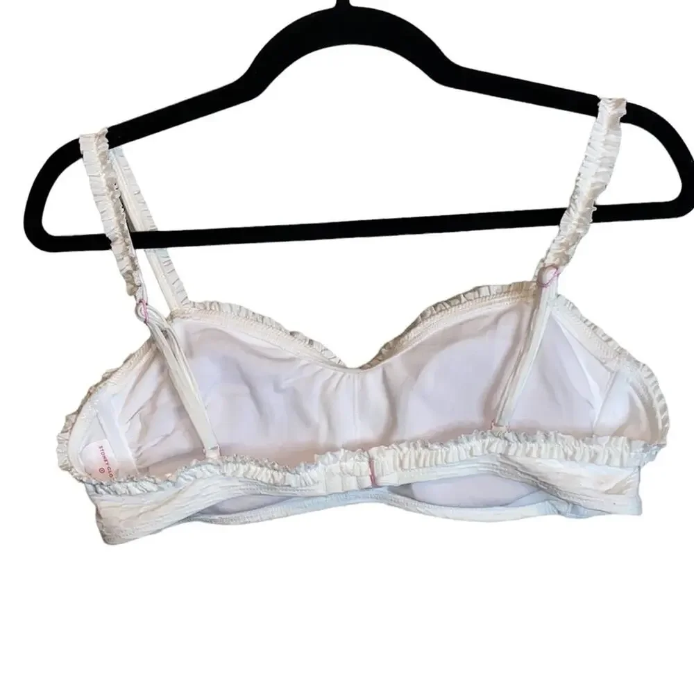 NWOT Stoney Clover Lane x‎ Target White Textured Bikini Top Large Ruffle Strap